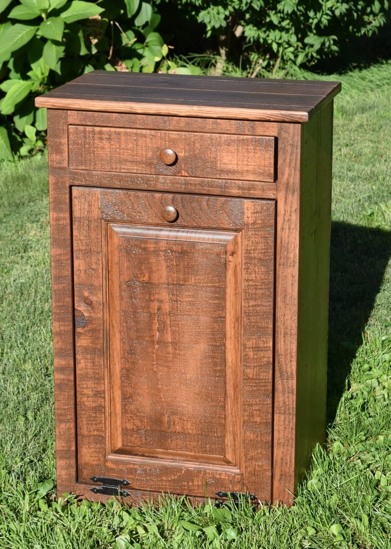 ZUMAHA Trash can | Rustic Special Walnut | Kitchen Trash can Cabinet