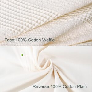 YINFUNG Waffle Duvet Cover 100% Cottton Cream Queen Waffle Weave Textured Off White Ivory Striped Tufted Geometric Bedding Set Luxury Hotel 90x90