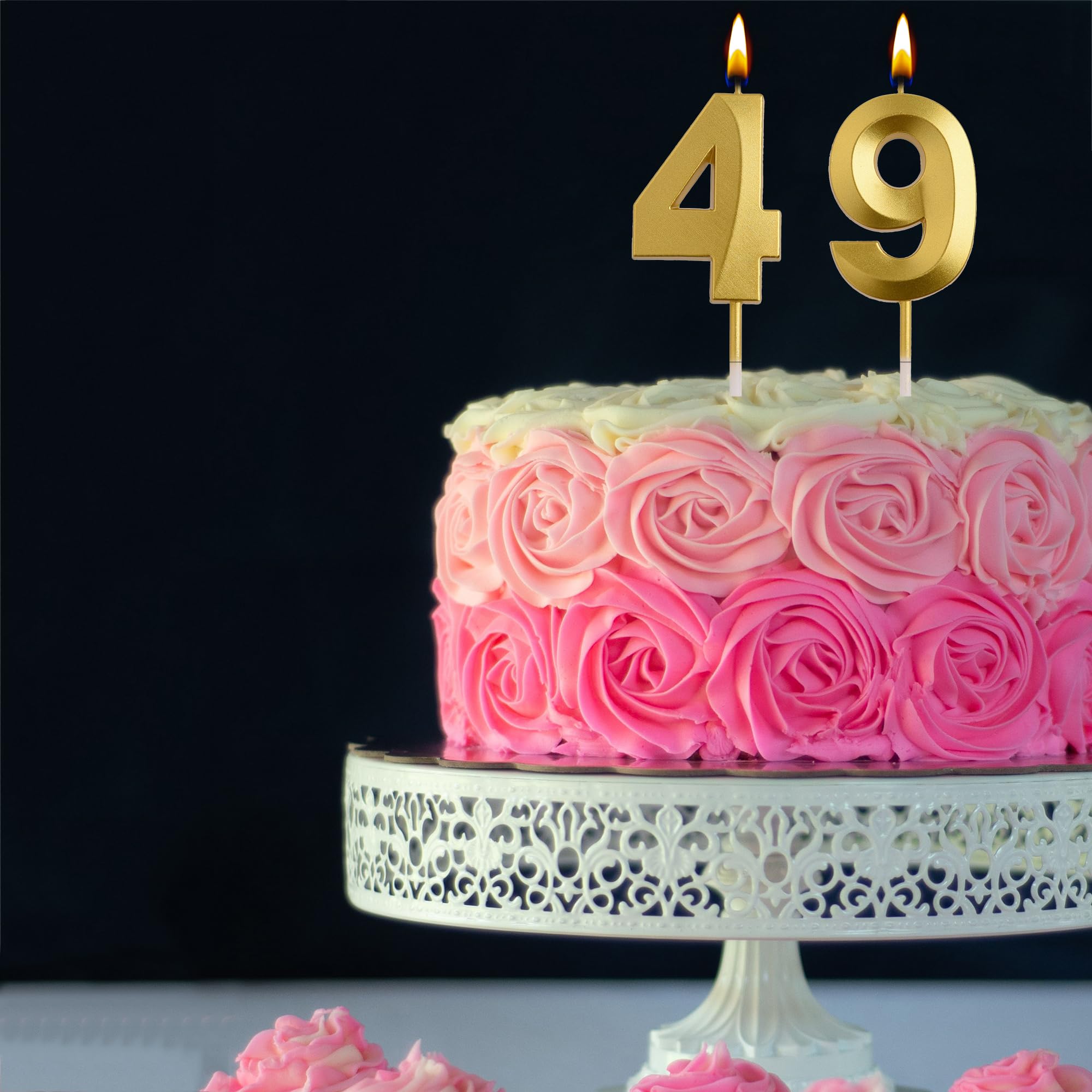 AOOLADA 49th 94th Birthday Candles, Gold 94 49 Year Old Number Birthday Candles, Birthday Party Decorations Cake Topper Gifts for Men Women