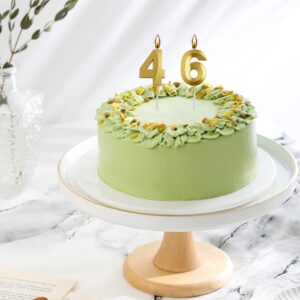 AOOLADA 46th 64th Birthday Candles, Gold 64 46 Year Old Number Birthday Candles, Birthday Party Decorations Cake Topper Gifts for Men Women