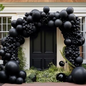 Black Balloons-Double Stuffed Black Balloons Different Sizes Latex Premium Black Balloon Garland Matte Black balloon Arch Kit for Birthday Graduation Wedding Baby Shower Party decorations