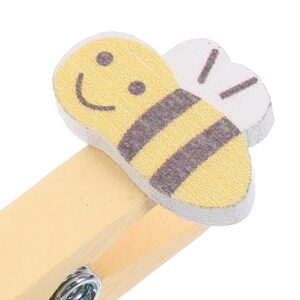 Garneck 40 PCS Wood Clothespin Bee Wooden Food Peg Cartoon Wood Clips for Hanging Clothes Pictures Photo Outdoor Indoor