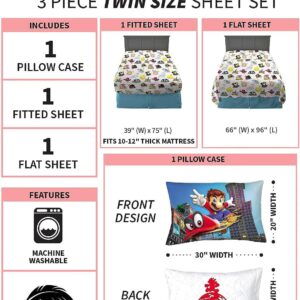 Super Mario Around The World 3-Piece Twin Sheet Set