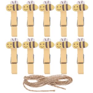 garneck 40 pcs wood clothespin bee wooden food peg cartoon wood clips for hanging clothes pictures photo outdoor indoor