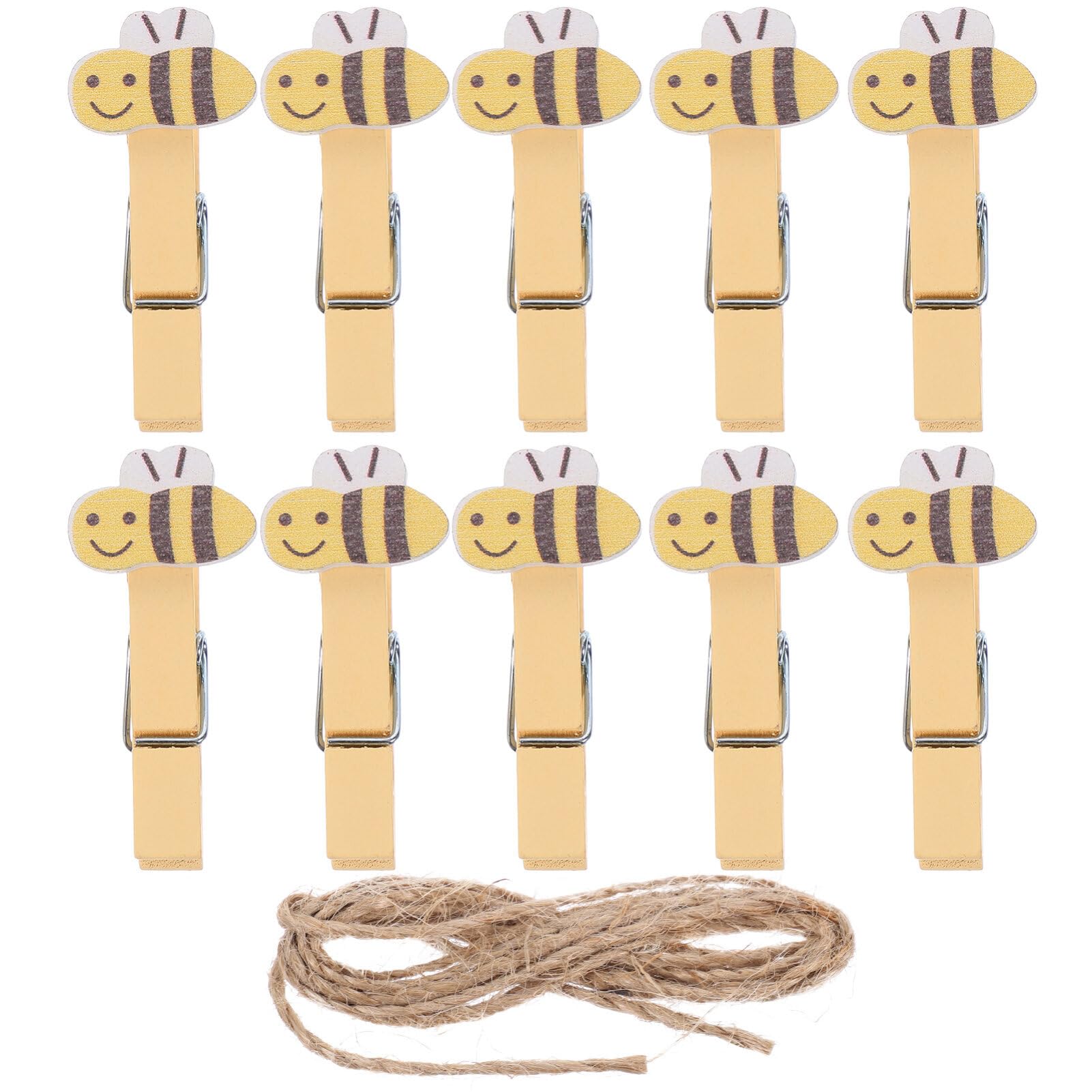 Garneck 40 PCS Wood Clothespin Bee Wooden Food Peg Cartoon Wood Clips for Hanging Clothes Pictures Photo Outdoor Indoor