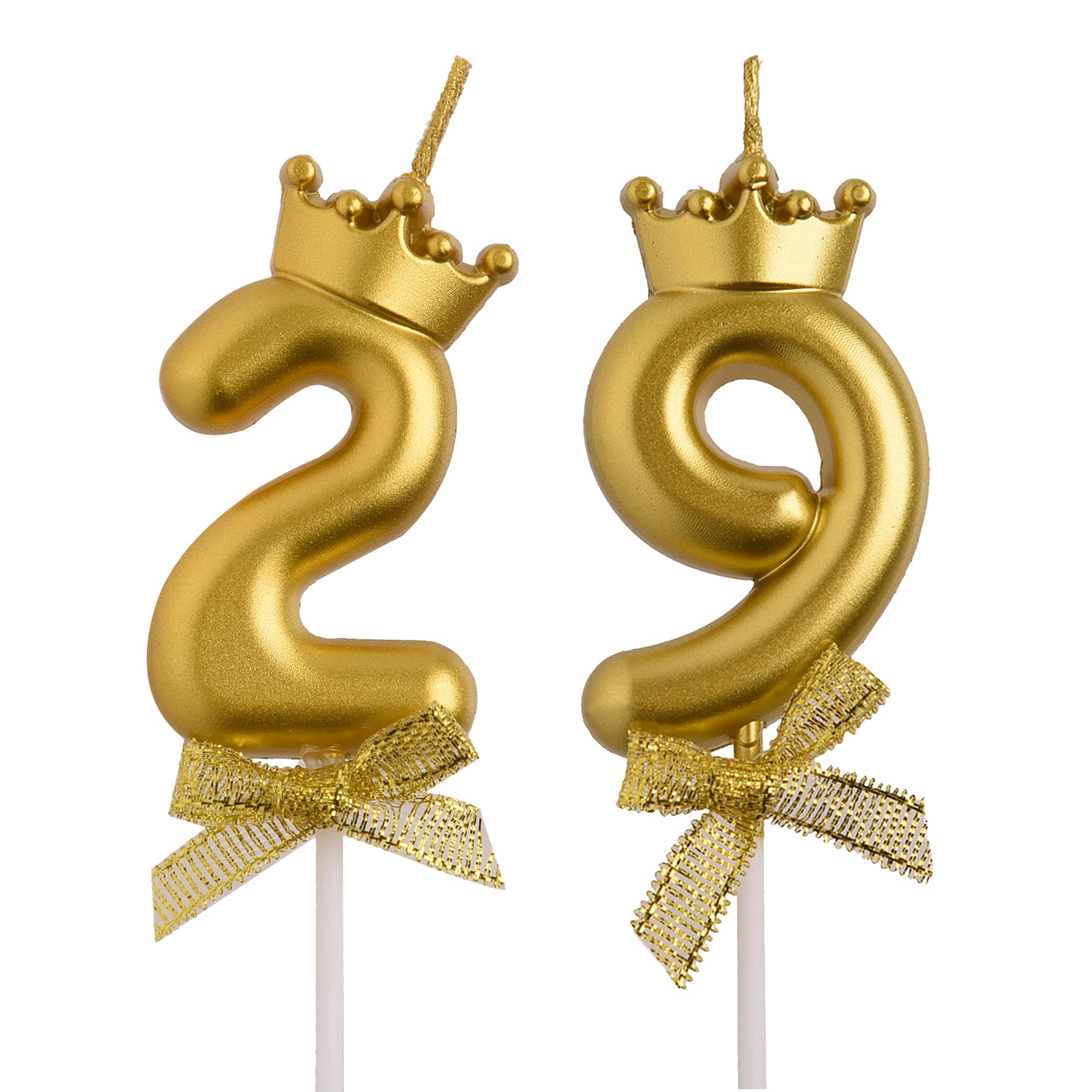 AOOLADA 29th 92nd Birthday Candles, Gold 92 29 Year Old Cake Topper Number Birthday Candles, Happy Birthday Party Decorations Gifts for Women Men