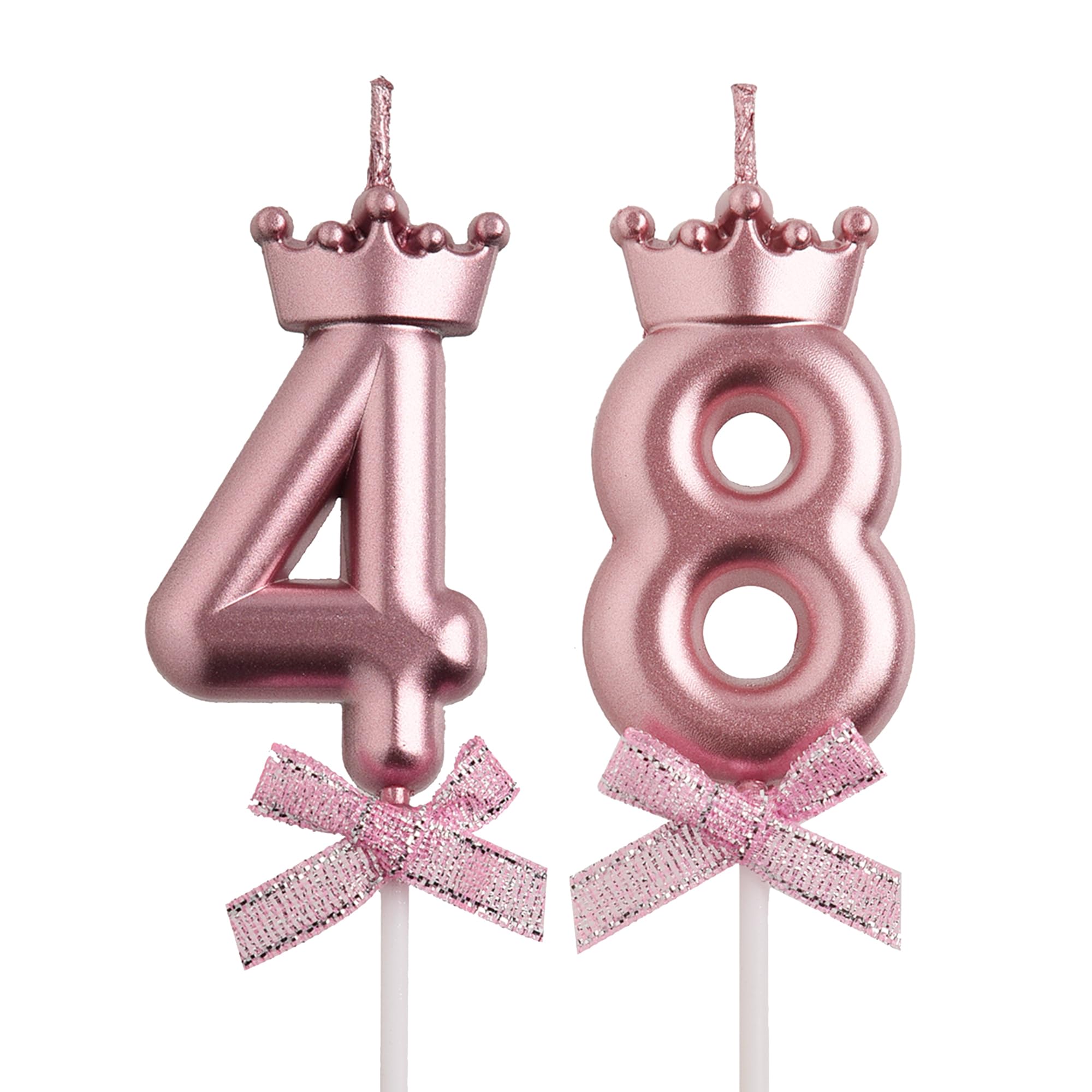 AOOLADA 48th 84th Birthday Candles, Rose Gold 84 48 Year Old Cake Topper Number Birthday Candles, Birthday Party Decorations Gifts for Women Men