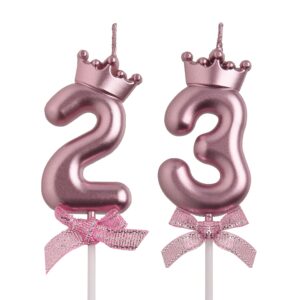 aoolada 23rd 32nd birthday candles, rose gold 32 23 year old cake topper number birthday candles, happy birthday party decorations gifts for women men