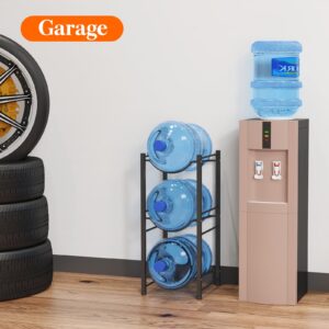 Lifewit 5 Gallon Water Jug Holder, 3 Tier Water Bottle Stand, Heavy Duty Water Dispenser Rack with 3 Slots for Gallon Jugs, Detachable Water Storage Shelf Organizer for Home Living Room Office, Black