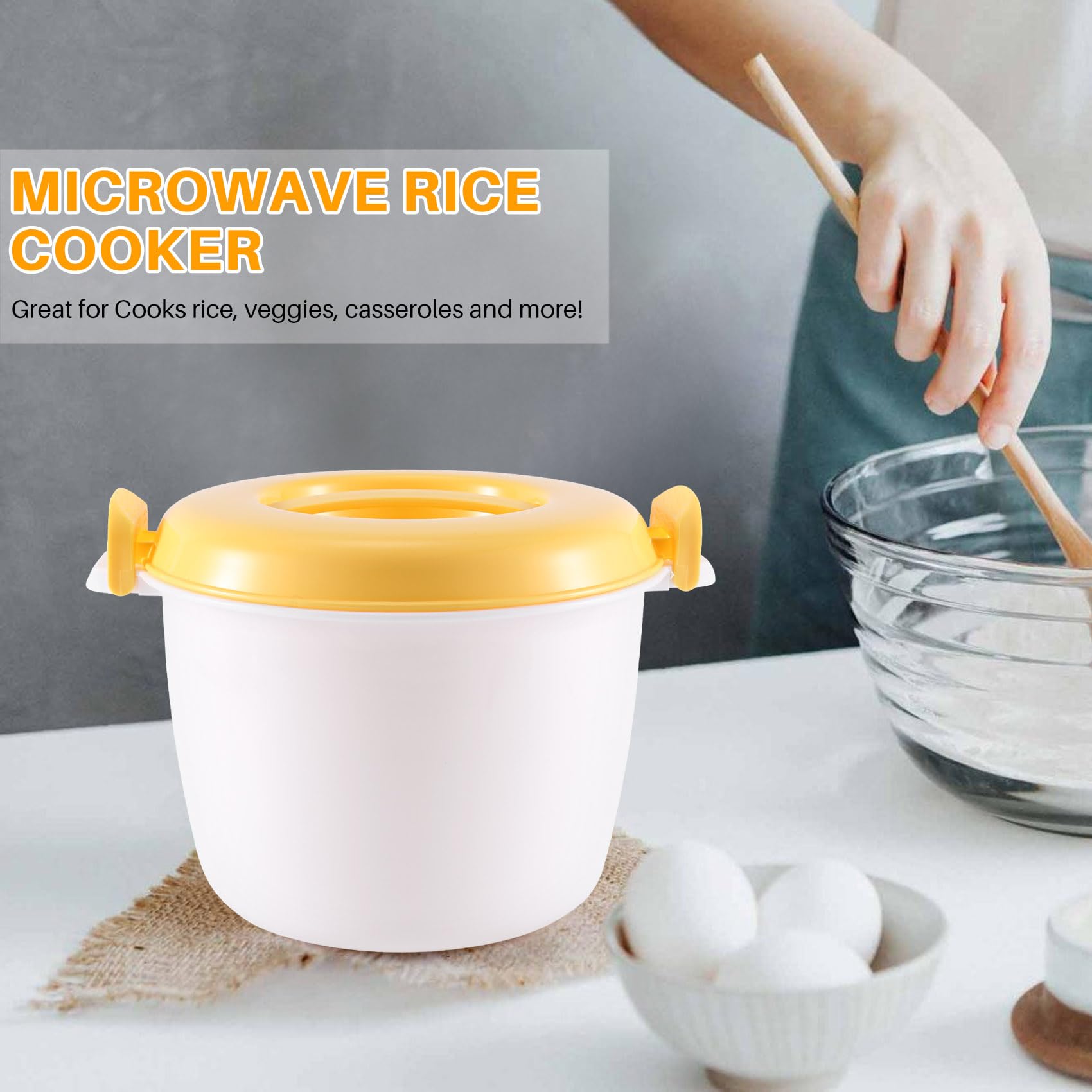 TAMOSH Portable Microwave Oven Rice Cooker Multifunctional Steamer 2800Ml Insulation Lunch Box Steaming Utensils for Microwave