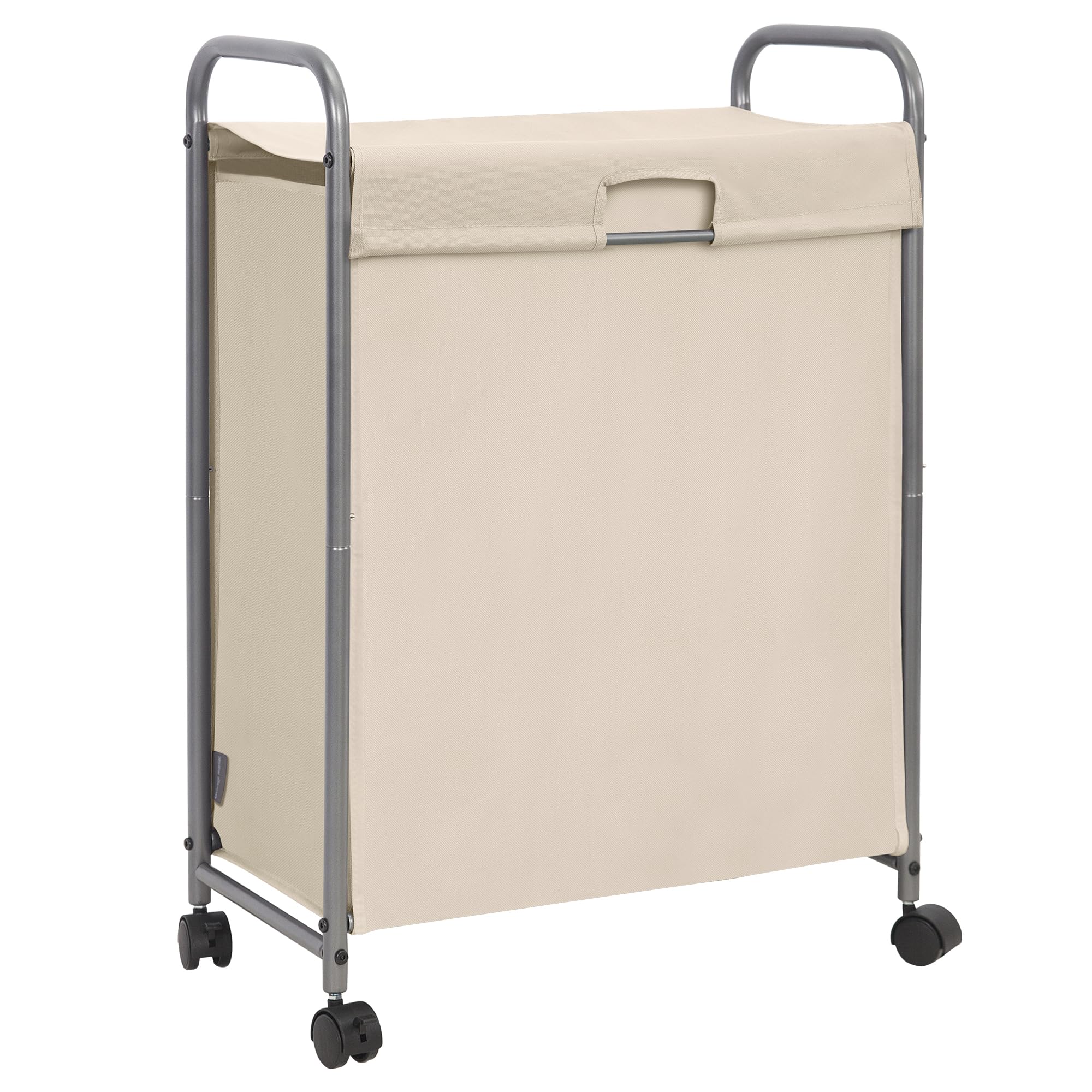 STORAGE MANIAC 85 L Laundry Hamper with Lid, Slim Laundry Sorter with Wheels, Narrow Laundry Basket Sorter, 2 Loads Dirty Clothes Hamper, Laundry Organizer, Laundry Cart with Wheels and Lid, Beige