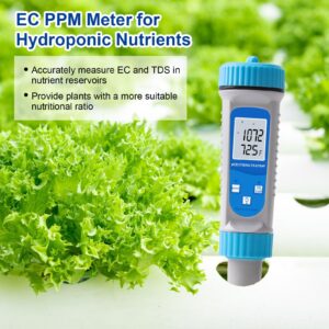 YIFAN pH Meter and EC Tester, Bluetooth Hydroponics EC PPM Meter, 6-in-1 DWC pH EC TDS Meter Digital Water Tester with ATC for Hydroponics Growing System, Agricultural Irrigation, Ponds, Aquarium