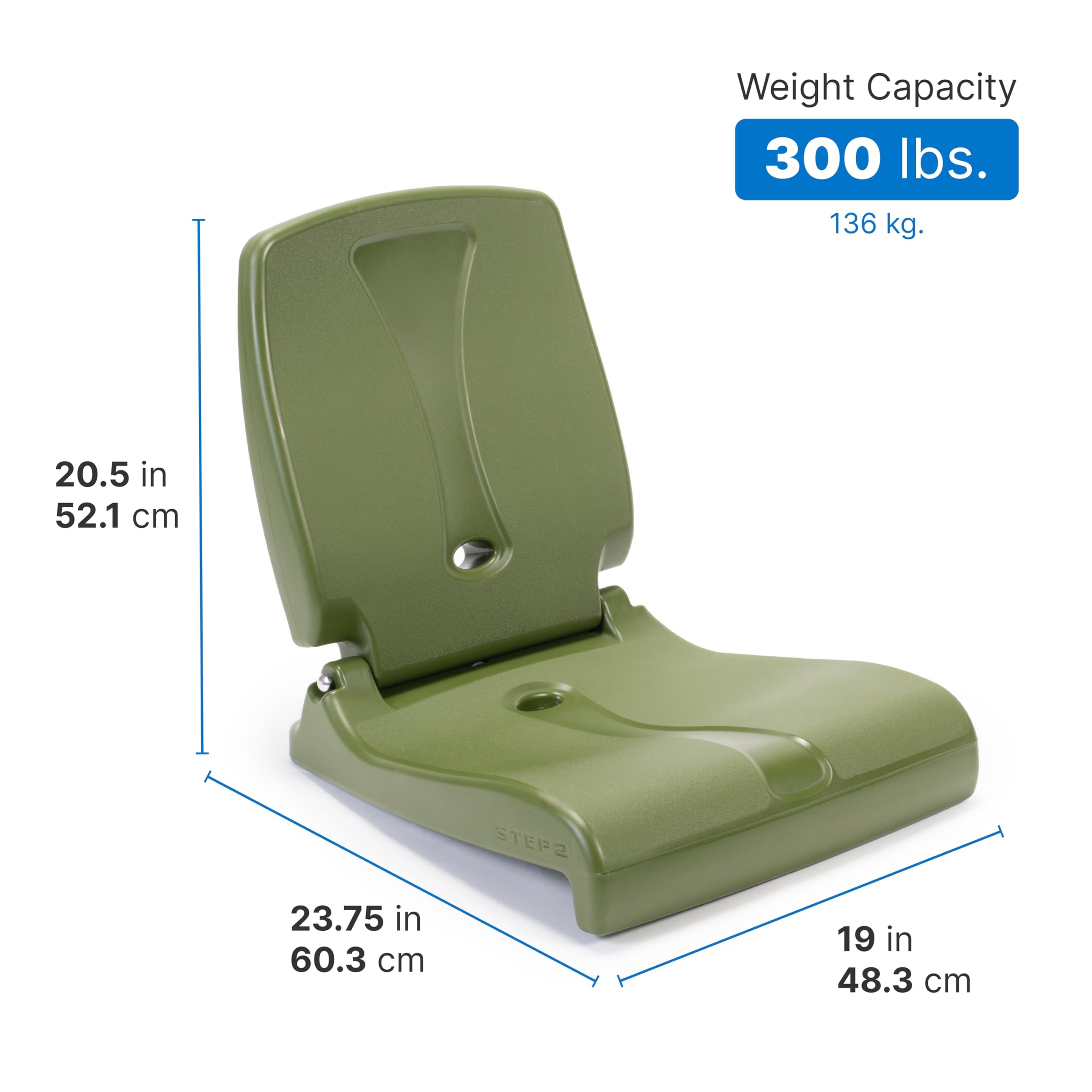 Step2 Folding Adult Flip Seat, Portable Outdoor Chair for Poolside, Tailgating, Camping, Picnic, Stadium, Provides Back Support When Sitting on Ground, Made of Durable Plastic, Olive