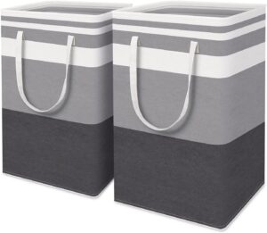 2-pack large laundry basket, waterproof, freestanding laundry hamper, collapsible tall clothes hamper with extended handles for clothes toys in the dorm and family