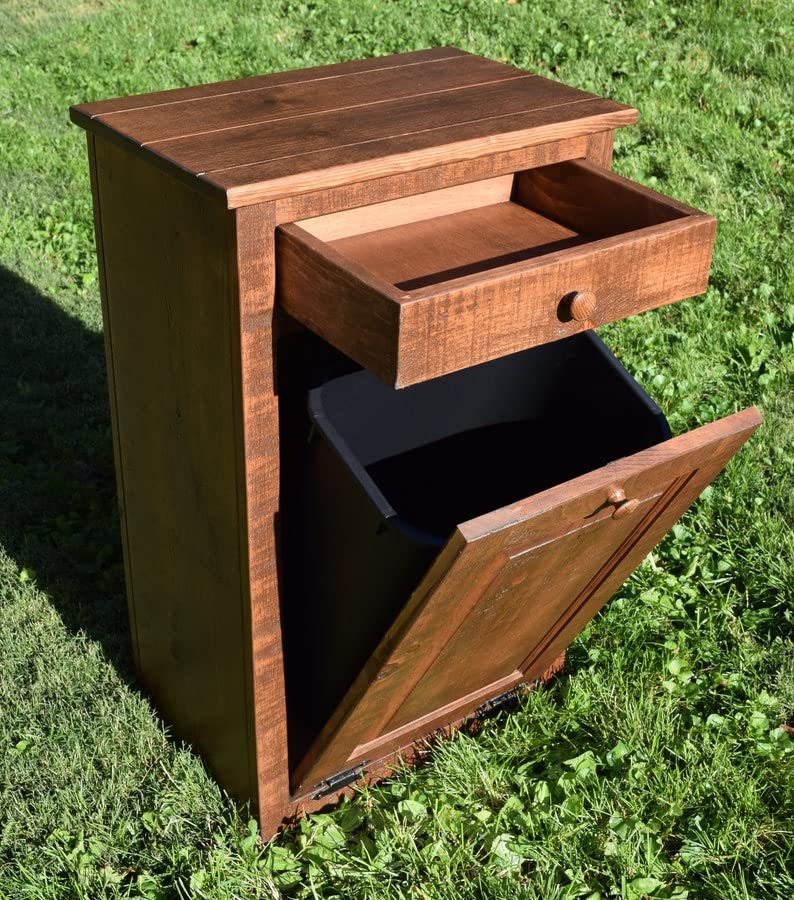 ZUMAHA Trash can | Rustic Special Walnut | Kitchen Trash can Cabinet