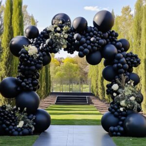 Black Balloons-Double Stuffed Black Balloons Different Sizes Latex Premium Black Balloon Garland Matte Black balloon Arch Kit for Birthday Graduation Wedding Baby Shower Party decorations