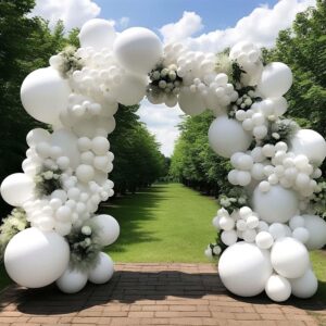 pastel white balloons-double stuffed white balloons different sizes latex matte white balloon garland white balloon arch kit for birthday baby shower wedding bridal shower party decorations