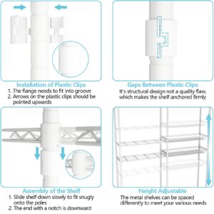 Loomie Over The Washer and Dryer Storage Shelf, Laundry Room Organization Shelves, 5 Tiers Adjustable Height Shelving,Space Saving Drying Organizers Rack with Wire Basket,Haning Hook & 2 Rods,White