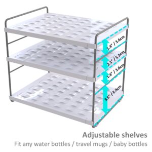 YAN & HIN 15 Bottles Cabinet Organizer Extendable Kitchen Cabinet Organizer with Adjustable Height, 3-Tier Water Bottle Holder, Pantry Pantry Organizers Cup Rack for Cabinet