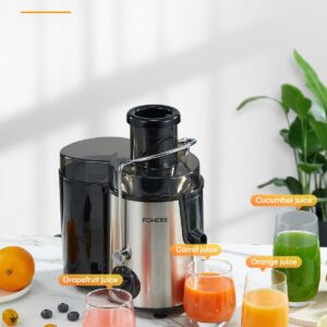 Juicer Machines, 600W Centrifugal Juicer with Wide Mouth 3” Feed Chute for Whole Vegetable and Fruit with 3-Speed Setting, Easy to Clean, BPA Free, High Yield Juice, Juice Recipe Included