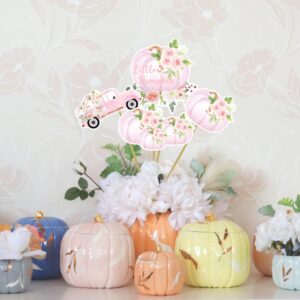 Little Pumpkin Centerpiece Fall Birthday Baby Shower Table Centerpieces Autumn Jar Flower Arrangement Sign Decoration 24PCS Pink