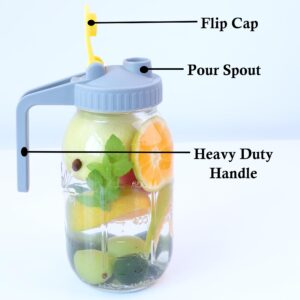 Mason Jar Pour Spout Lids With Handle Regular Mouth Mason Pitcher Lid With Flip Cap Airtight & Leak-Proof Pour Lid,Turns your Mason Jar into Pitcher (Jar Not Included)