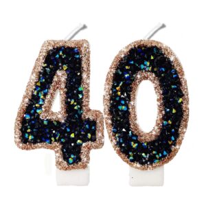 2.8" blue black glitter number candles-many colors 40th birthday gifts birthday decorations birthday candles numbers happy birthday candles for cake 2 candle for women for men (blue black)