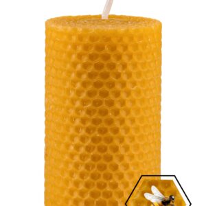 Beeswax Pillar Candles Bulk Set of 9 Handmade from 100% Pure Natural Rolled Bees Wax - Measures 2" x 3.4", Great for Home Decor, Party & Events, 10-12 Hour Burn Time