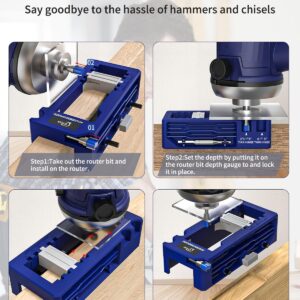 Door Hinge Jig, Door Hinge Router Template,Door Hinge Mortiser, Hinge Installation Kit Fits 3” to 5” Length and 1/4” or 5/8” Thickness Door Hinge, Blue