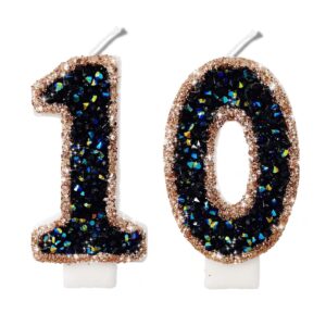 2.8" blue black glitter number candles-many colors 10th birthday gifts birthday decorations birthday candles numbers happy birthday candles for cake 2 candle for women for men (blue black)