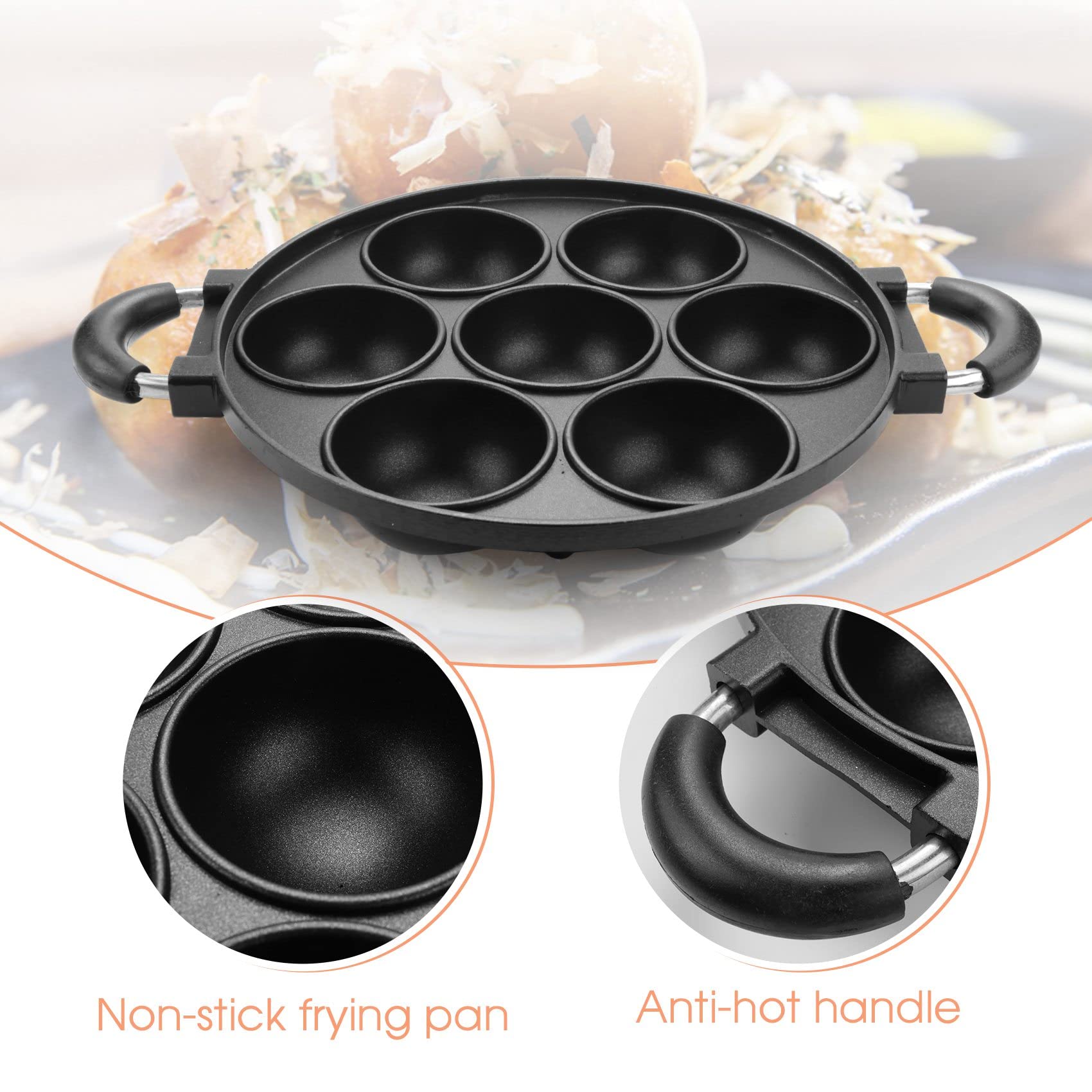 TAMOSH 7 Hole Cooking Cake Pan Cast Iron Omelette Pan Non-Stick Cooking Pot Breakfast Egg Cooker Cake Mold Kitchen Cookware