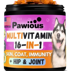 Dog Multivitamin Chewable with Glucosamine 16 in 1 - Dog Vitamins and Supplements - Hip and Joint Support Health - Immunity, Mobility - Gut, Skin, Heart, Coat