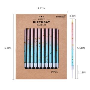 PHD CAKE Pink Blue Gold Long Thin Birthday Candles, Cake Candles, Birthday Parties, Wedding Decorations, Party Candles