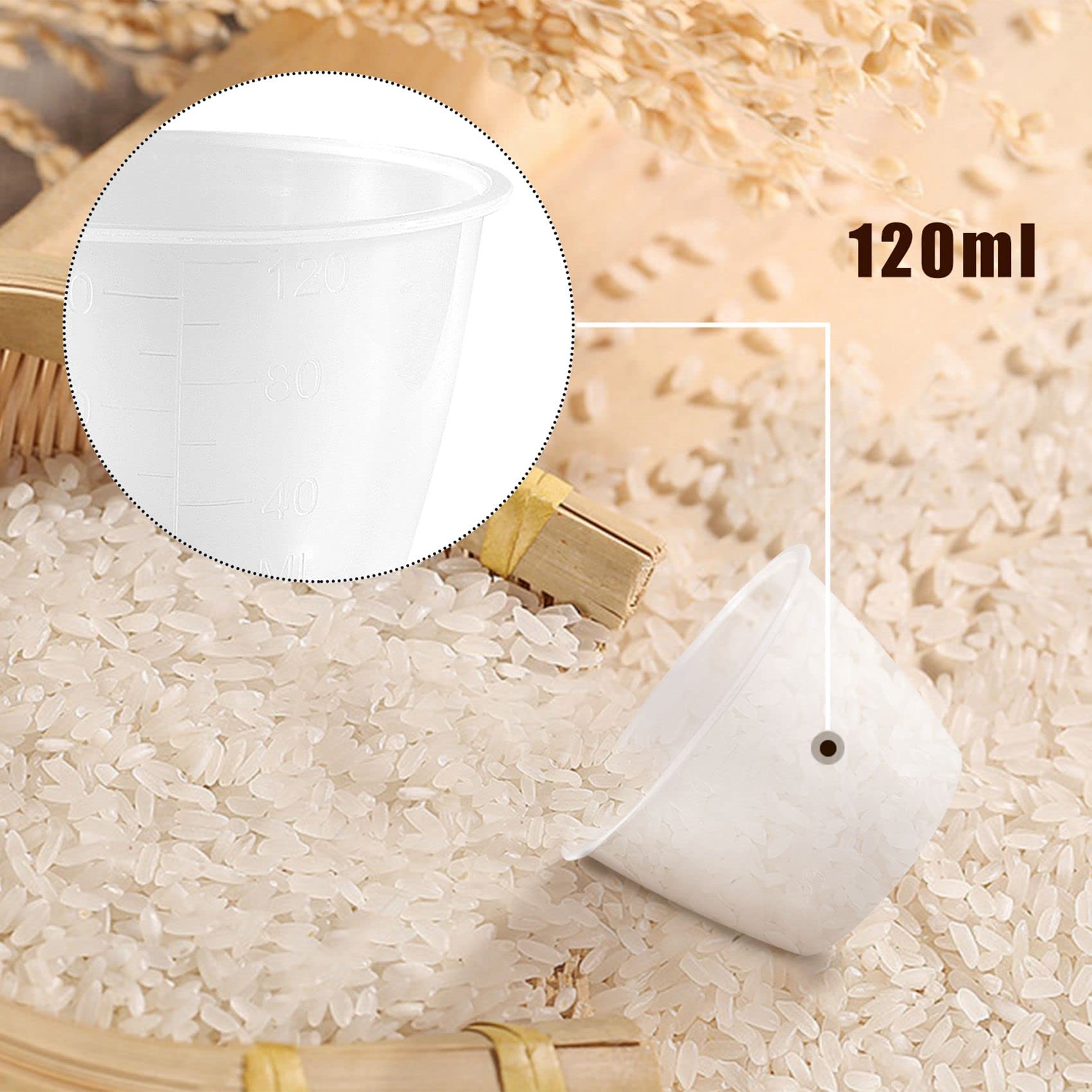 TAMOSH Plastic 120ml Electric Cooker Rice Measuring Cup 2pcs Clear White