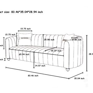 ANTTYBALE 83'' Velvet Sofa for Living Room Modern Comfy Couch 3-Seater Apartment Sofa with 2 Pillows & Golden Metal Legs (Green)