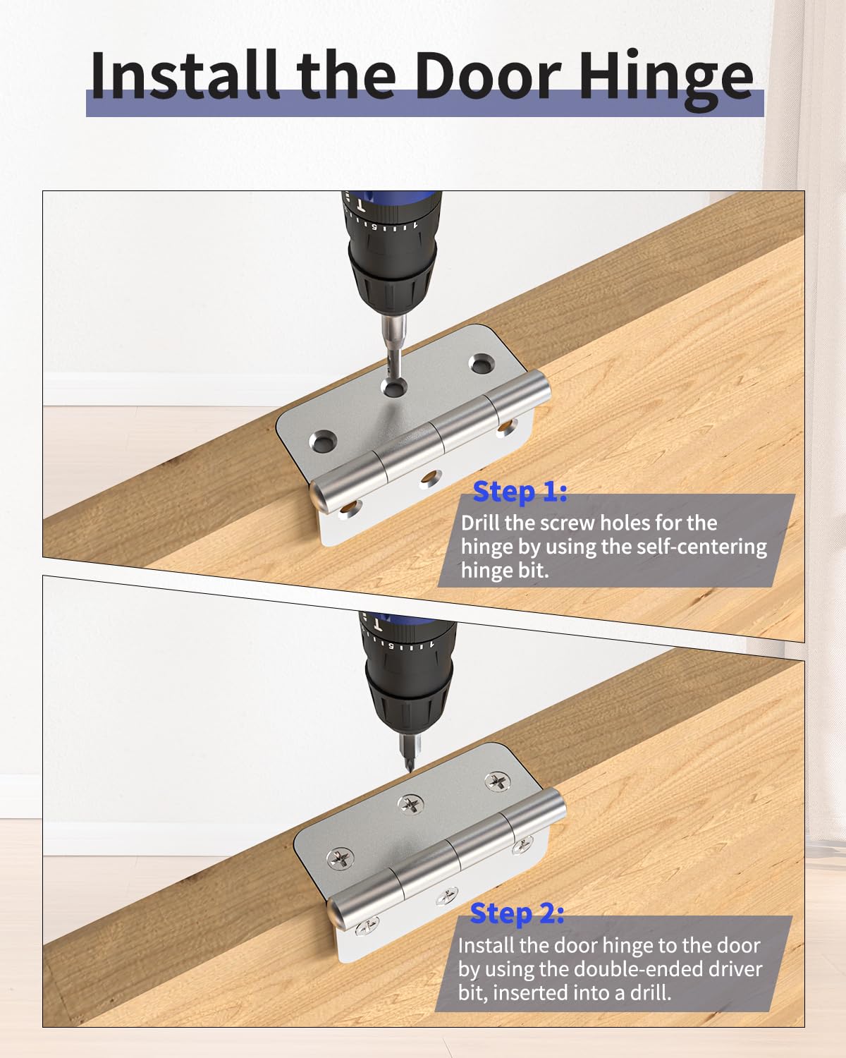 Door Hinge Jig, Door Hinge Router Template,Door Hinge Mortiser, Hinge Installation Kit Fits 3” to 5” Length and 1/4” or 5/8” Thickness Door Hinge, Blue