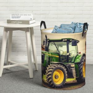 Tractor Theme Print Laundry Basket Waterproof Laundry Hamper With Handles Large Dirty Clothes Hamper For Dorm Family Travel Medium