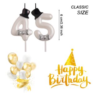 AOOLADA 45th 54th Birthday Candles, White 54 45 Year Old Cake Topper Cute Number Birthday Candles, Birthday Party Decorations Gifts for Men Women