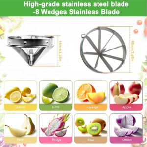 Commercial Lemon Cutter 8-Section with V-Shaped 420 Stainless Steel Blades，Easy Wedger Stainless Steel Blade Fruit Lime Slicer NSF Certified Easy-to-Use for Bar Restaurant (8-Section)