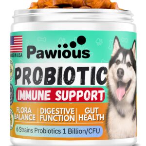 Probiotics for Dogs - Digestive Enzymes Gut Flora, Digestive Health, Immune System - Diarrhea Support, Itchy Skin, Allergies - Pumpkin, Flaxseed Meal, Papaya Powder - Probiotic Chews for Dogs