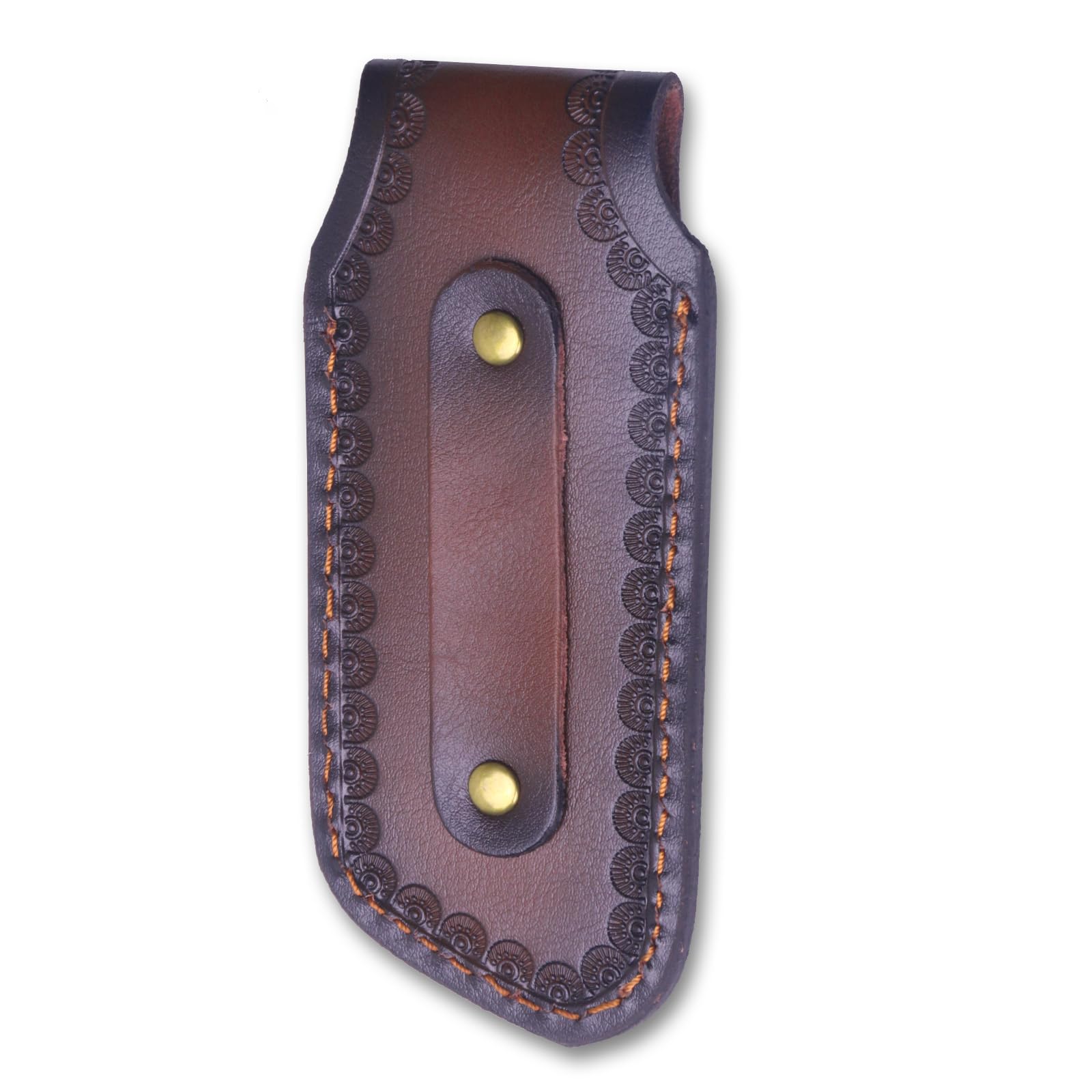 Xeerrfan 4" Belt Knife Sheath, Portable Real Leather Sheathes Pouch Holder for Women, Retro Pocket Folding Knife Holster with Bucket (Small-5.15 * 2.32in)