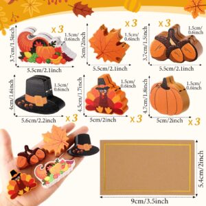 Tradder 18 Pcs Fall Pumpkin Place Card Holders with Gold Foil Card Harvest Thanksgiving Mini Pumpkin Name Card Photo Picture Stand Holder for Fall Thanksgiving Decorations Wedding(Turkey)