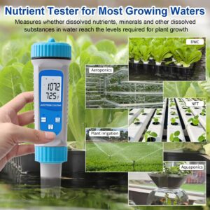 YIFAN pH Meter and EC Tester, Bluetooth Hydroponics EC PPM Meter, 6-in-1 DWC pH EC TDS Meter Digital Water Tester with ATC for Hydroponics Growing System, Agricultural Irrigation, Ponds, Aquarium