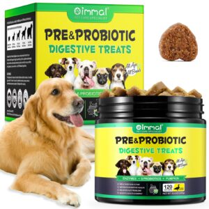 probiotic chews for dogs (duck 120pcs), probiotics for dogs with digestive enzymes, dog probiotics for yeast, itchy skin, anti diarrhea, gut digestive health, allergy & immune support, 10.6oz (300g)