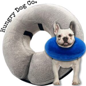 hungry dog co.- premium inflatable dog collar for dogs and cats - helps in pet recovery - comfortable and safe for your pet - soft e-collar – grey, medium (8”- 12” neck)