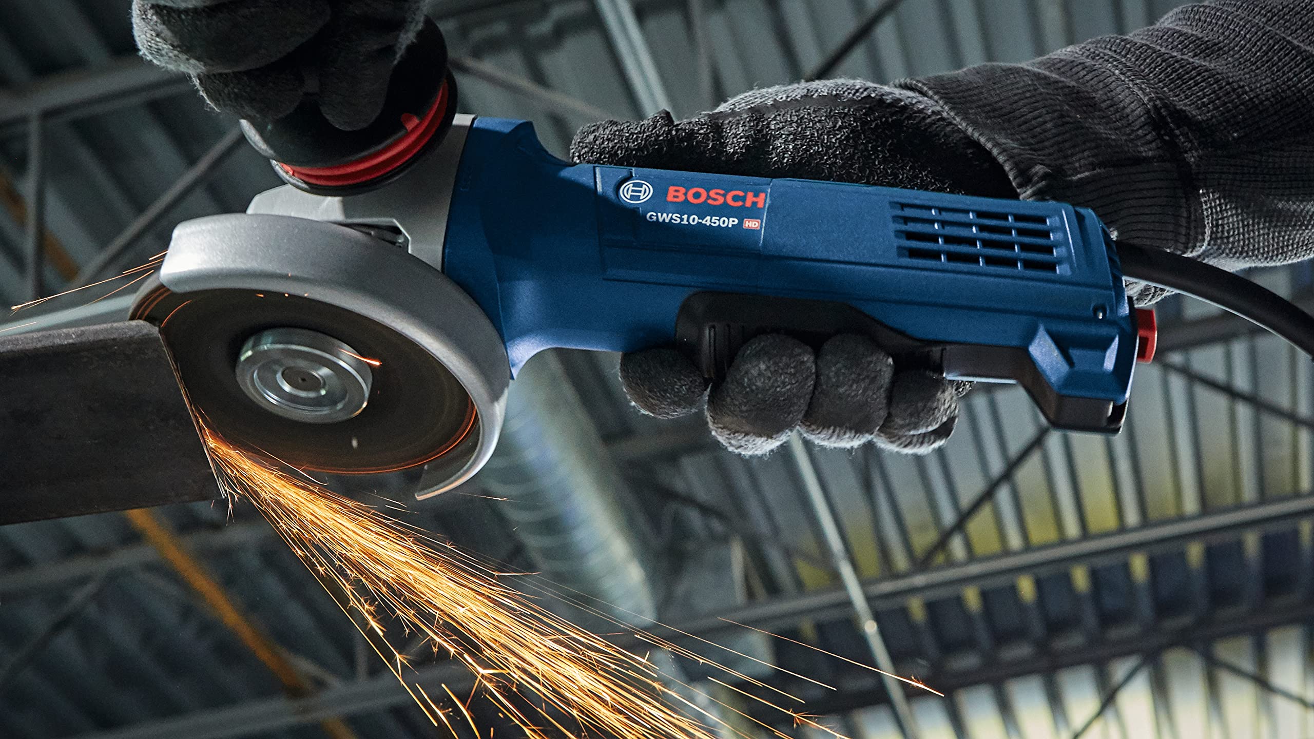 Bosch GWS10-450P-RT 120V 10 Amp 4-1/2 in. Corded Ergonomic Angle Grinder with Lock-On Paddle Switch (Renewed)