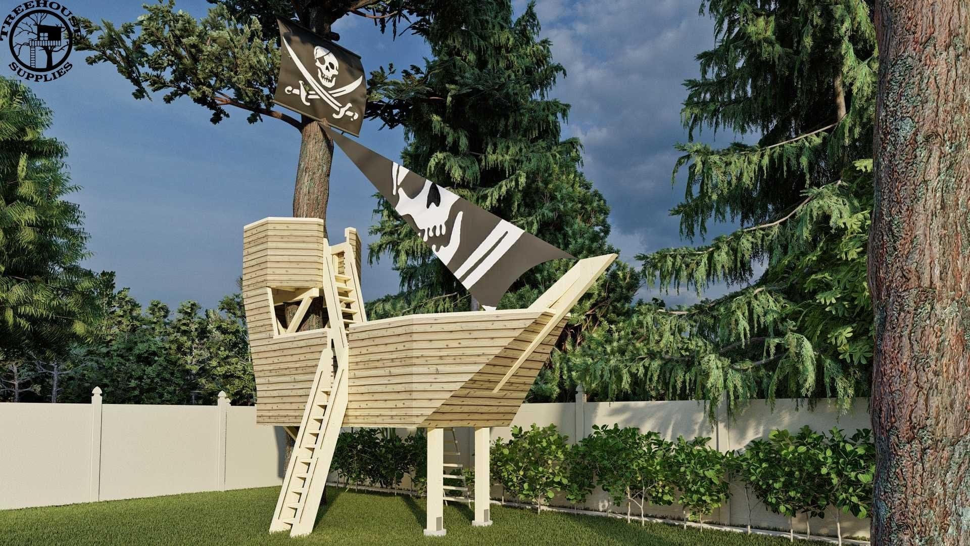 The Pirate Ship © 1 Tree 2 Post Treehouse Plan