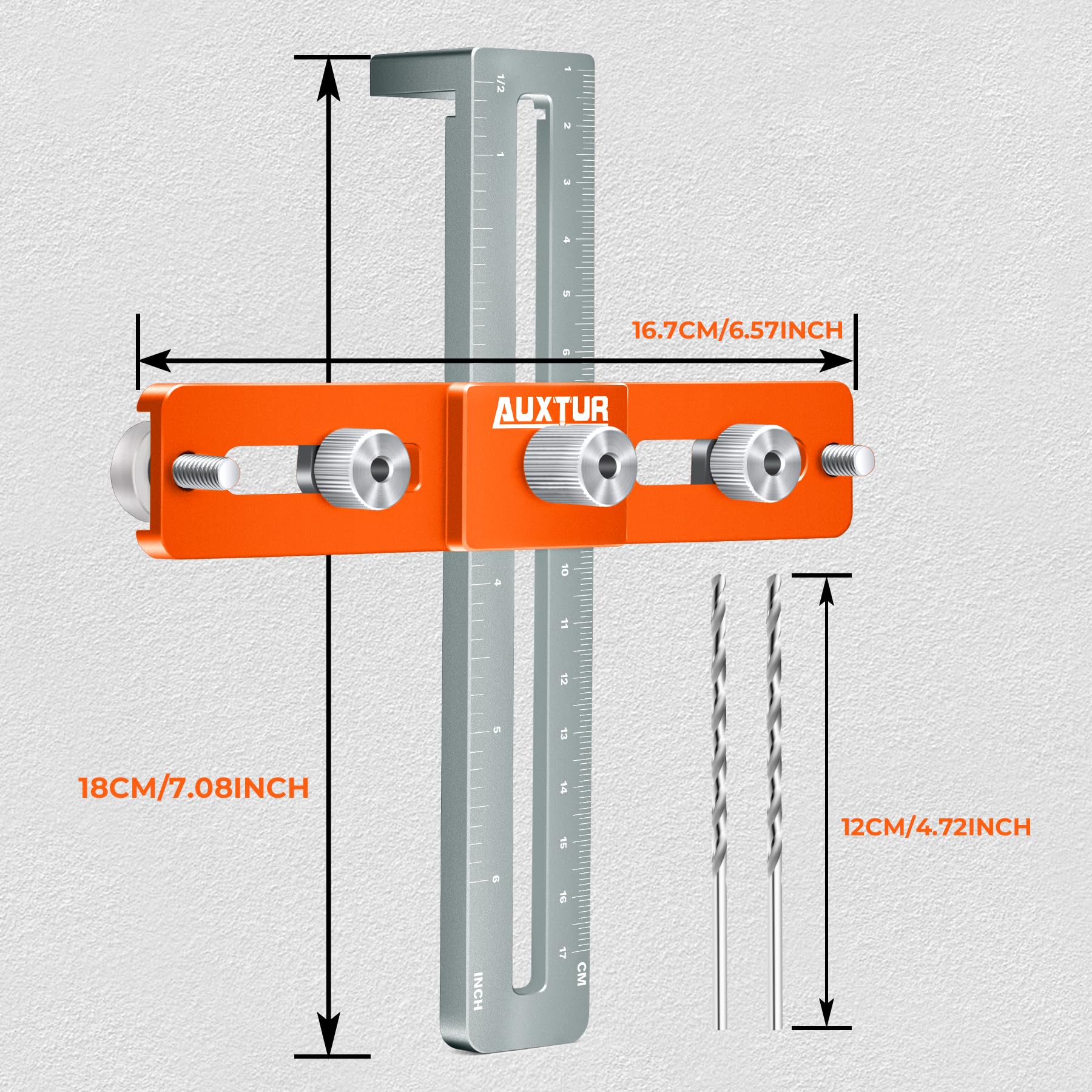 AUXTUR Cabinet Hardware Jig, Adjustable Cabinet Handle Template Tool with Alignment Hole, Punch Locator Drill Guide for Knobs,Handles and Pulls, Cabinet Template Tool for Drawer Cabinet Installation