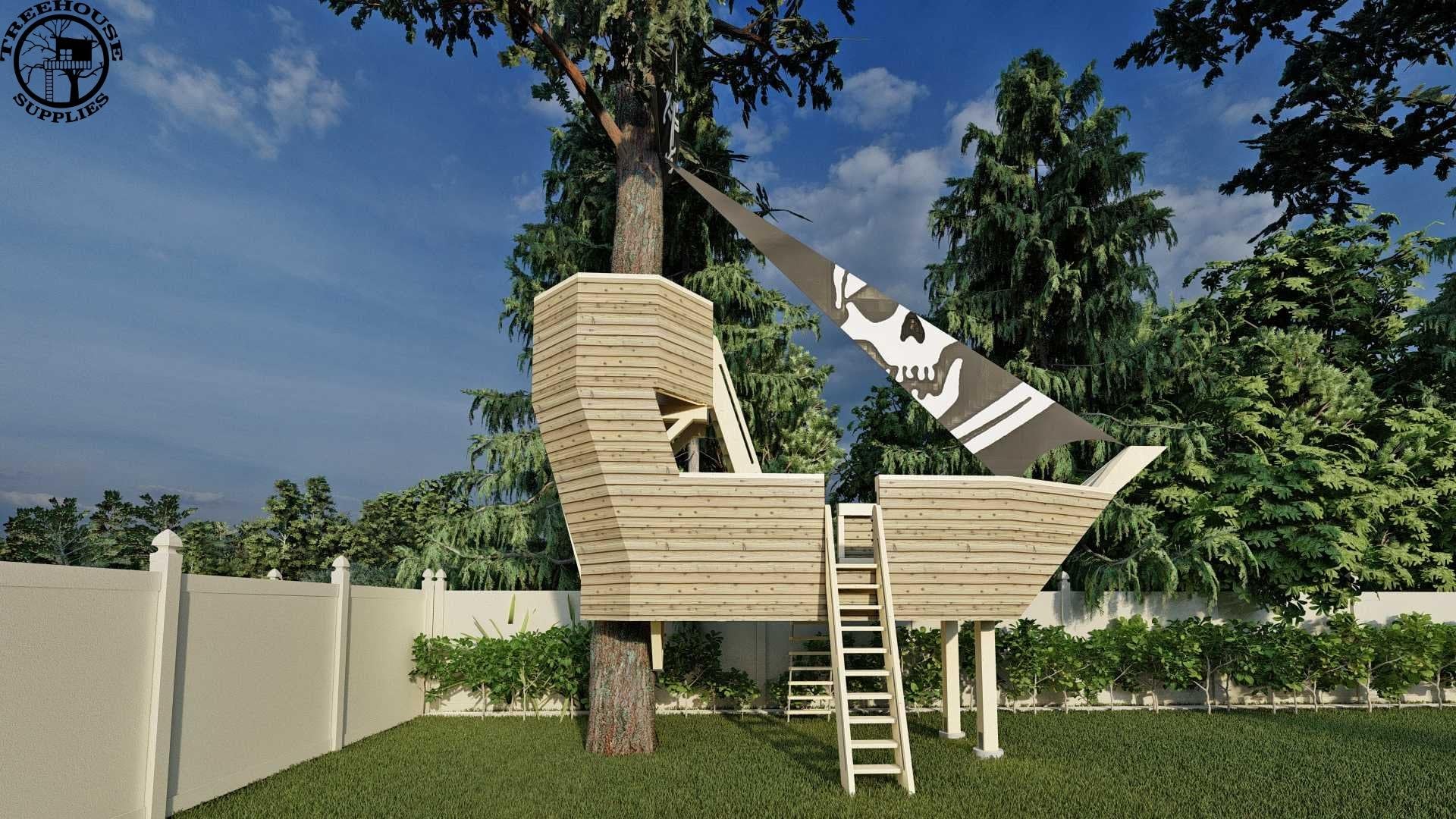 The Pirate Ship © 1 Tree 2 Post Treehouse Plan