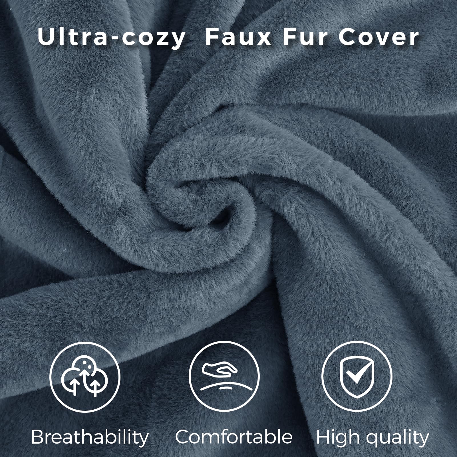 MAXYOYO Bean Bag Bed Folding Sofa Bed Floor Mattress for Adults, Extra Thick and Long Floor Sofa with Faux Fur Washable Cover, Full Floor Couch Bed for Bedroom Living Room, Dusty Blue, 54x95 Inch